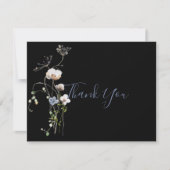 Wild Forest Floral Black Wedding Bedankkaart (Voorkant)