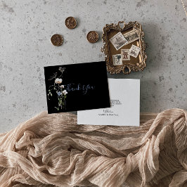Wild Forest Floral Black Wedding Bedankkaart
