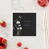 Wild Forest Floral Black Wedding Napkins Servet (Insitu)