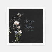 Wild Forest Floral Black Wedding Napkins Servet (Voorkant)