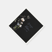 Wild Forest Floral Black Wedding Napkins Servet (Hoek)