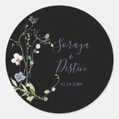 Wild Forest Floral Black Wedding Ronde Sticker (Voorkant)