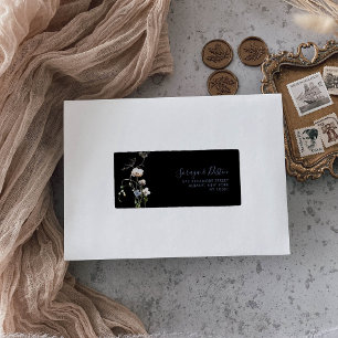 Wild Forest Floral Black Wedding RSVP Adres Etiket