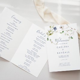 Wild Forest Floral Folded Wedding Programme Programma