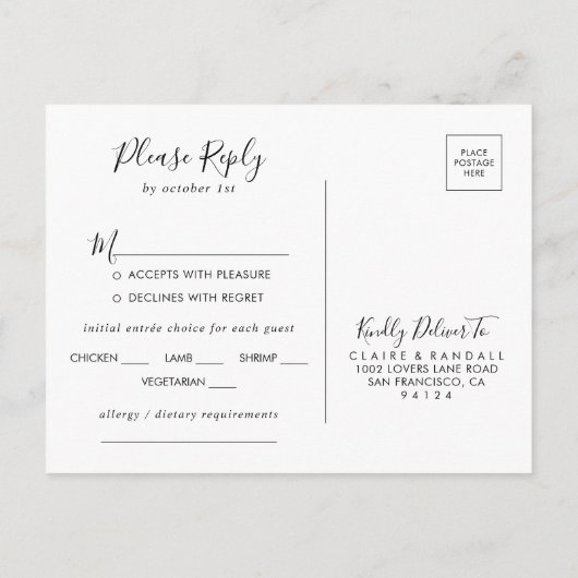 Wild Forest Floral Menu Keuze RSVP (Achterkant)