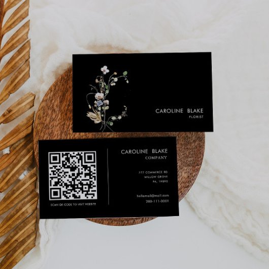 Wild Forest Floral Minimalistisch Eenvoudige QR-co Visitekaartje