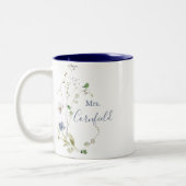 Wild Forest Floral Mrs. Pas getrouwd Bride Tweekleurige Koffiemok (Links)
