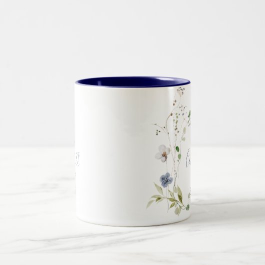 Wild Forest Floral Mrs. Pas getrouwd Bride Tweekleurige Koffiemok (Center)