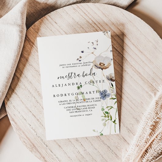 Wild Forest Floral Nuestra Boda Wedding Kaart