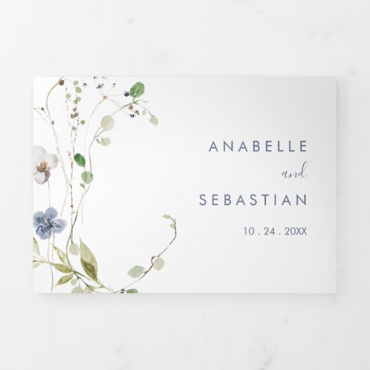 Wild Forest Floral Trifold Wedding Drieluik Uitnodiging (Cover)