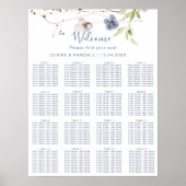 Wild Forest Floral Wedding Seating Chart Poster (Voorkant)