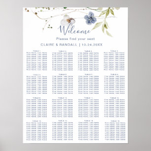 Wild Forest Floral Wedding Seating Chart Poster
