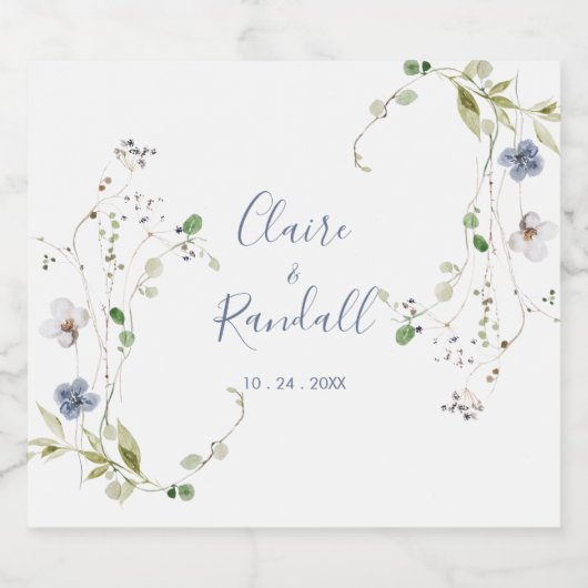 Wild Forest Floral Wedding Sparkling Wijnetiket (Enkel label)