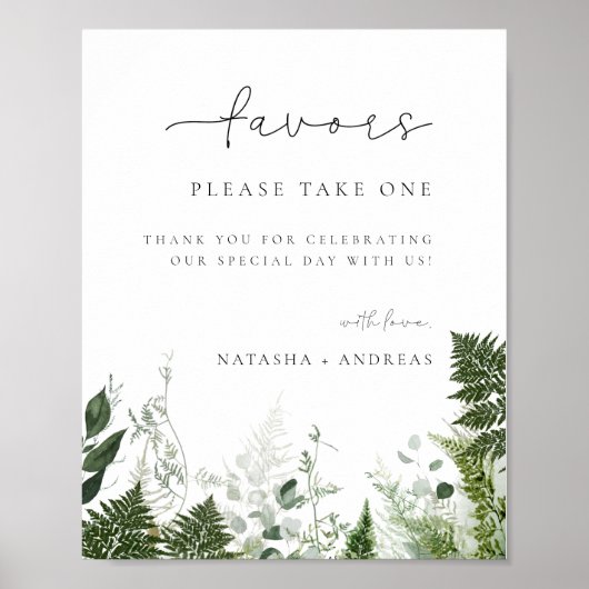 Wild Forest Foliage Wedding Favor Poster (Voorkant)