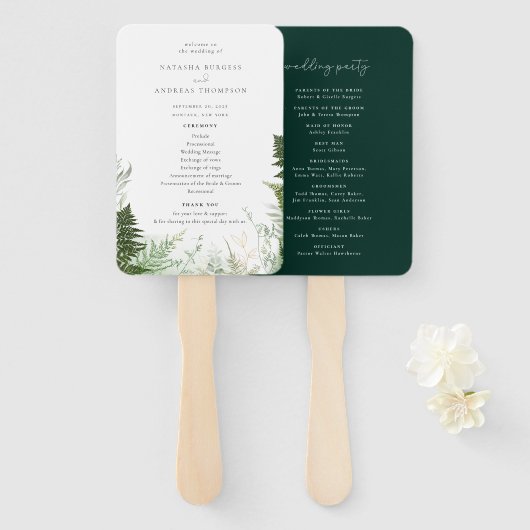 Wild Forest Foliage Wedding Programme Handwaaier (Voorkant en achterkant)