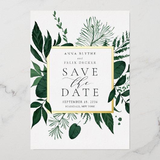 Wild Forest Folie Wedding Save the Date Kaart (Voorkant)