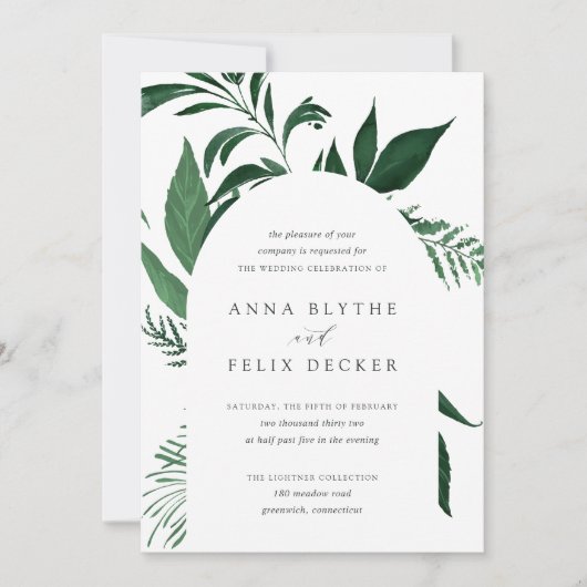 Wild Forest Green Botanical Arch Wedding Kaart (Voorkant)