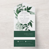 Wild Forest Green Botanical Lijst Wedding All In One Uitnodiging (Binnen)