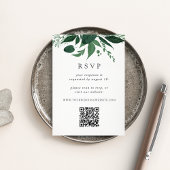 Wild Forest Green Botanical QR Code Weddenschap RS Informatiekaartje