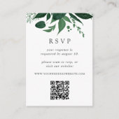 Wild Forest Green Botanical QR Code Weddenschap RS Informatiekaartje (Voorkant)
