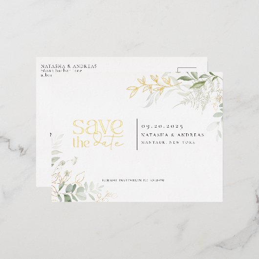 Wild Forest Greenery bewaar de uitnodiging tot Fol (Voorkant / Achterkant)