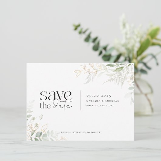 Wild Forest Greenery Wedding Save The Date (Staand voorkant)