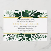 Wild Forest | Groen botanisch huwelijk Folie Uitnodiging (Voorkant)