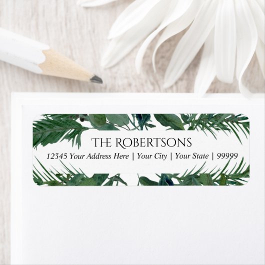 Wild Forest Leaf Leaves Bruiloft | Retouradres Etiket (Insitu)