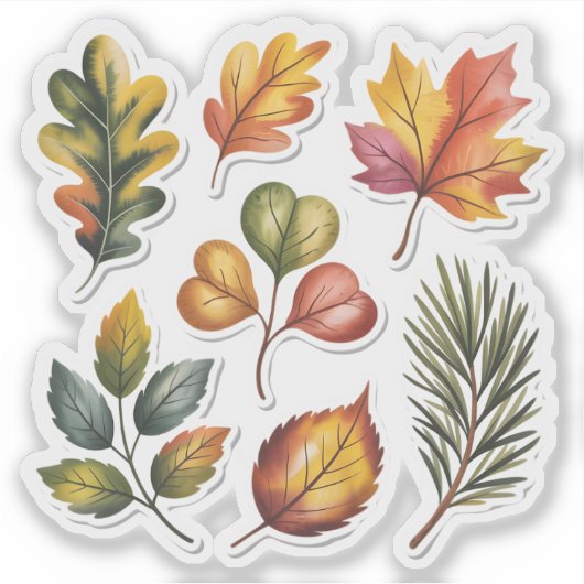 Wild Forest Leaves Custom-Cut Vinyl Sticker (Voorkant)