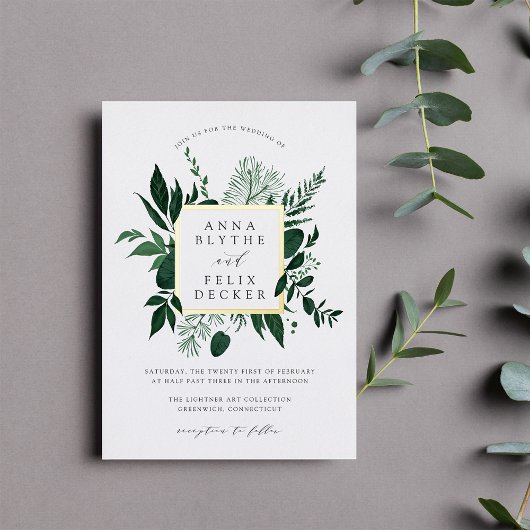 Wild Forest Lijst Wedding Folie Uitnodiging