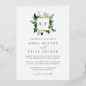 Wild Forest Monogram Wedding Folie Uitnodiging (Voorkant)