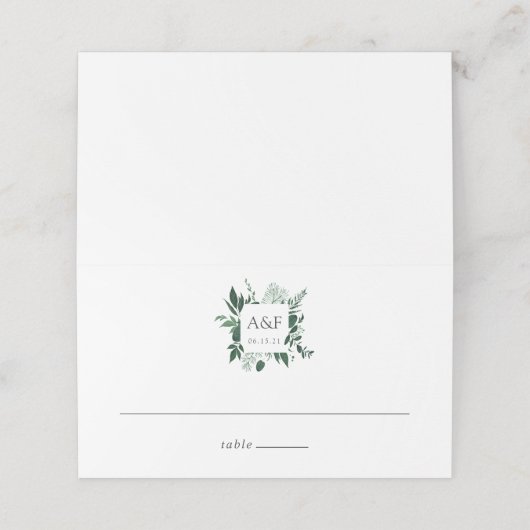 Wild Forest Monogram Wedding Plaatskaartje (Buitenkant ongevouwen)
