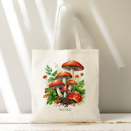 Wild forest paddenstoelen schimmels gepersonalisee tote bag