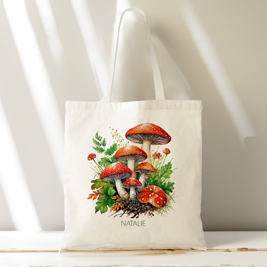 Wild forest paddenstoelen schimmels gepersonalisee tote bag