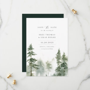 Wild Forest Pine Tree Foto Bruiloft Save The Date