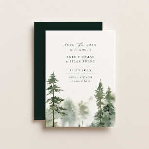 Wild Forest Pine Tree Foto Bruiloft Save The Date