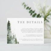 Wild Forest Pine Trees Bruiloft Details Kaart (Staand voorkant)