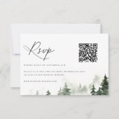 Wild Forest Pine Trees Bruiloft QR Code RSVP Kaartje (Voorkant)