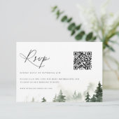 Wild Forest Pine Trees Bruiloft QR Code RSVP Kaartje (Staand voorkant)