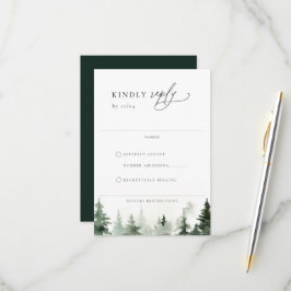 Wild Forest Pine Trees Bruiloft RSVP Kaart