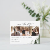 Wild Forest Pines 3 Foto Bruiloft Save the Date Briefkaart (Staand voorkant)