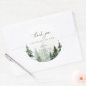 Wild Forest Pines Bruiloft Dank u Favor Ronde Sticker (Envelop)
