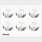 Wild Forest Pines Bruiloft Dank u Favor Ronde Sticker (Vel)