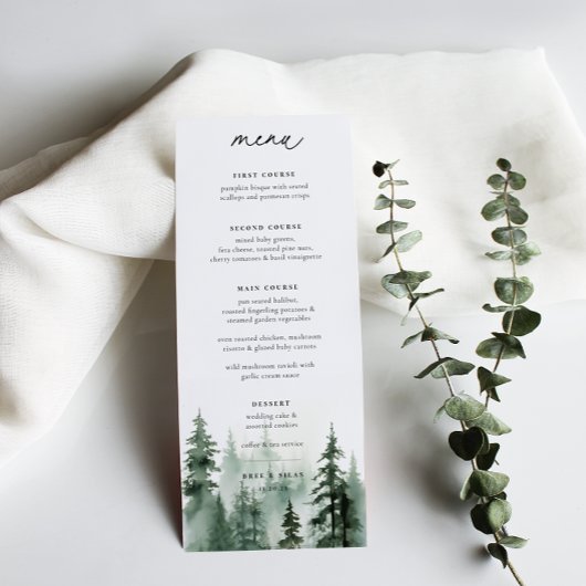 Wild Forest Pines Bruiloft Menu