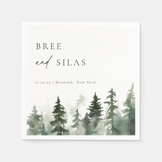 Wild Forest Pines Bruiloft Servet (Voorkant)