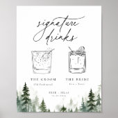 Wild Forest Pines Minimalistische Signature Drinke Poster (Voorkant)