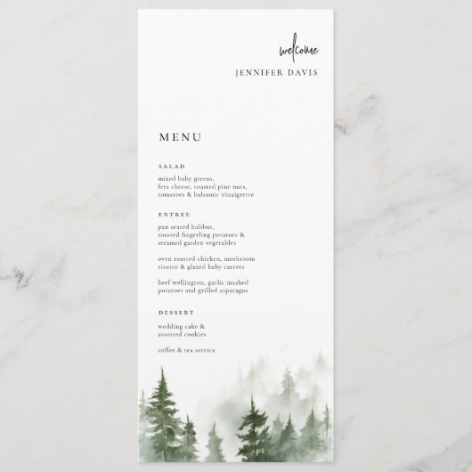 Wild Forest Pines Trouwplaats Kaart Menu (Voorkant)