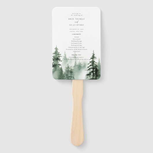 Wild Forest Pines Trouwprogramma Handwaaier (Voorkant)