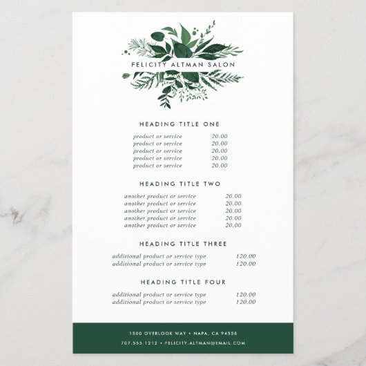 Wild Forest Prijzen & Diensten Flyer (Voorkant)