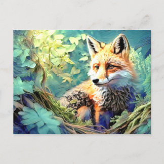 Wild Forest Red Fox - EIGEN KUNSTWERK - Briefkaart